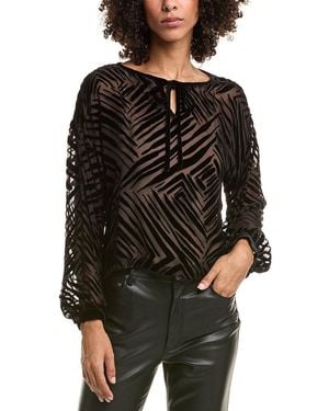 Bella Dahl Velvet Burnout Silk-Blend Blouse - Black