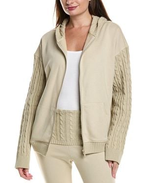 WeWoreWhat Cable Knit Sleeve Zip-Up Hoodie - Natural