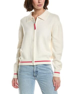 Brodie Cashmere Varsity Zip Through Cashmere-Blend Jacket - White
