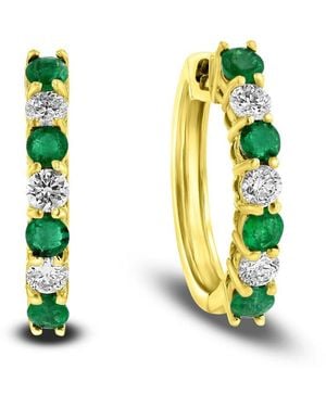 LEVARON 14K 1.15 Ct. Tw. Diamond & Emerald Earrings - Green
