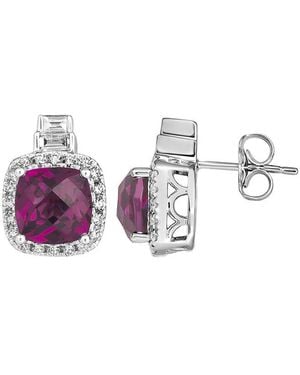 Le Vian Semi Precious 14K 3.94 Ct. Tw. Diamond & Rhodolite Stud Earrings - Multicolour
