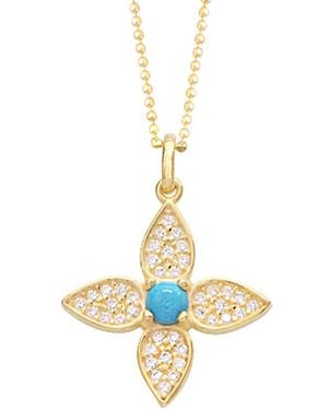 Gabi Rielle Gold Over Silver Cz Flower Pendant - Metallic