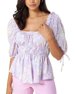 Hale Bob Balloon Sleeve Top - Purple