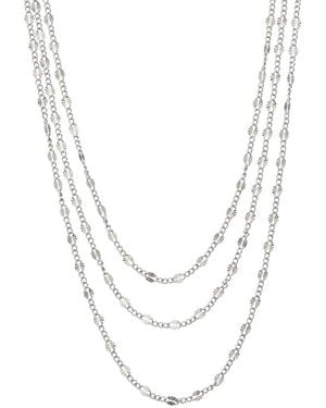 Italian Gold Over Silver 18K Plated Multi Strand Necklace - White