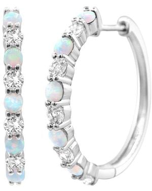 Lab Grown Gemstones 0.60 Ct. Tw. Lab-Grown Opal Hoop Earrings - White