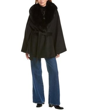 Sofiacashmere Sofiacashmere Shawl Collar Wool-Blend Cape Coat - Black