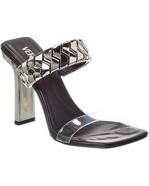 Versace Slice Leather & Vinyl Mule - Metallic
