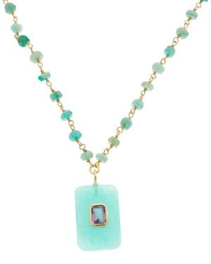 Rachel Reinhardt Jewelry Vermeil Amazonite & Amethyst Pendant Necklace - Blue