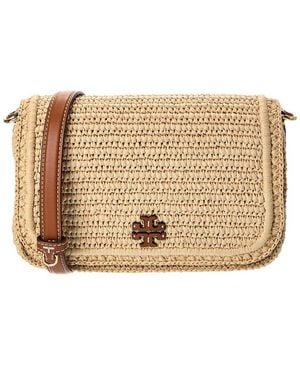 Tory Burch Thea Raffia Flap Crossbody - Natural