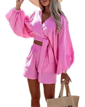 Kayla Paris Shirt & Short Set - Pink