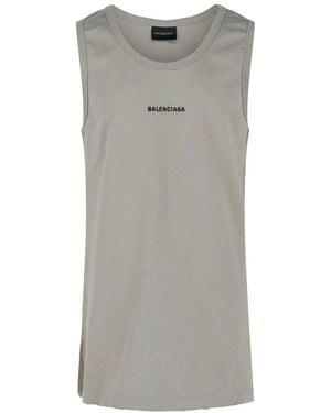 Balenciaga Embroidered Logo Tank Top - Grey