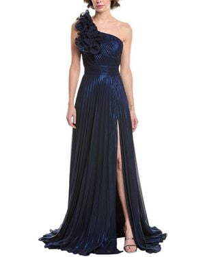 Jovani Pleated One-Shoulder Gown - Blue