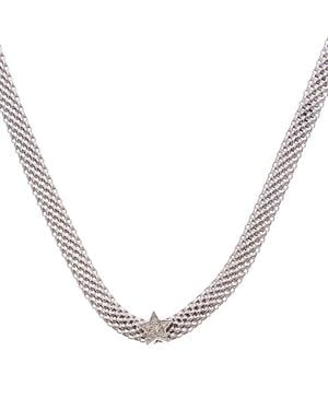 Meshmerise 18K Rose Vermeil 0.1 Ct. Tw. Diamond Mesh Choker Necklace - Metallic