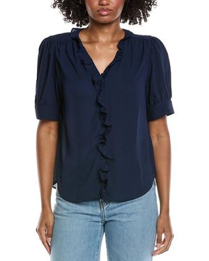 Cece Puff Sleeve Ruffle Top - Blue