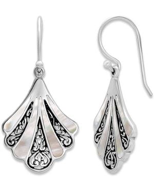 Samuel B. Silver Pearl Fan Earrings - White