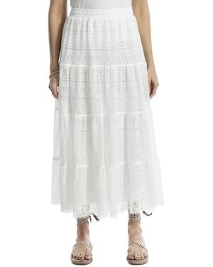 Max Studio Tiered Maxi Skirt - White