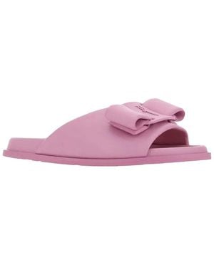 Ferragamo Bow Leather Slide - Pink