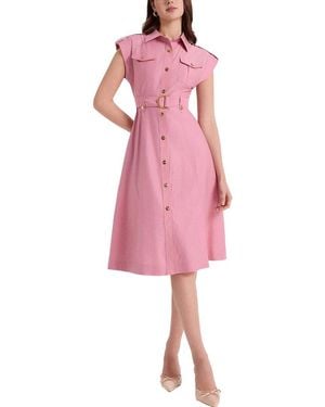 MIRA RICHI Button Down Midi Dress - Pink