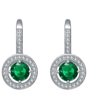 Rachel Glauber Diamond Cz Dangle Earrings - Green