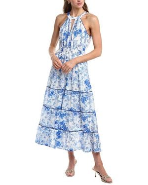 Hale Bob Denver Silk-Blend Midi Dress - Blue