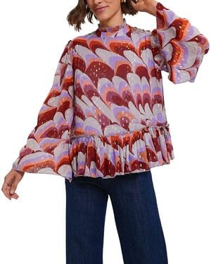 Oliphant Exclusive Venice Peplum Blouse - Red