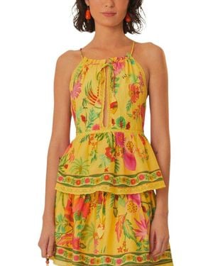FARM Rio Delicate Fruit Garden Sleeveless Blouse - Yellow