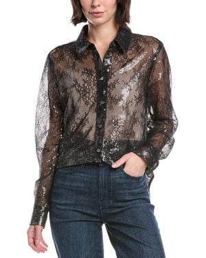 7 For All Mankind Sheer Lace Shirt - Black