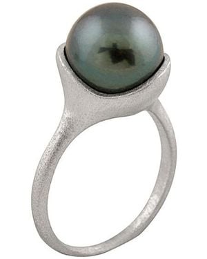 Masako Pearls Splendid Pearls 14k 10-10.5mm Freshwater Pearl Ring - Grey
