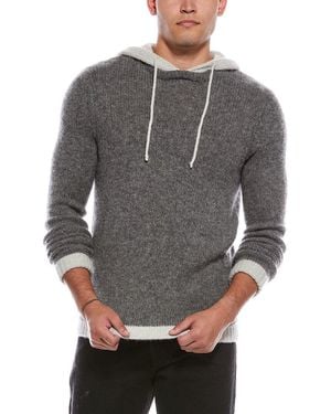 Autumn Cashmere Wool & Cashmere-Blend Lofty Colorblock Hoodie - Gray