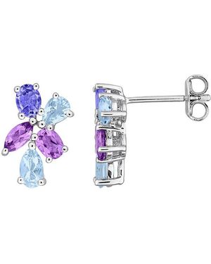 Rina Limor 1.70 Ct. Tw. Tanzanite, Amethyst, Sky Topaz Cluster Drop Earrings - Blue