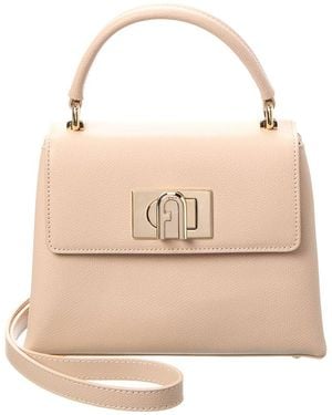 Furla 1927 Mini Top Handle Leather Satchel - Natural