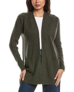 Forte Easy Cable Detail 100% Cashmere Cardigan - Green