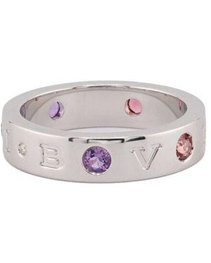 BVLGARI 18K 0.15 Ct. Tw. Diamond & Amethyst Ring - White