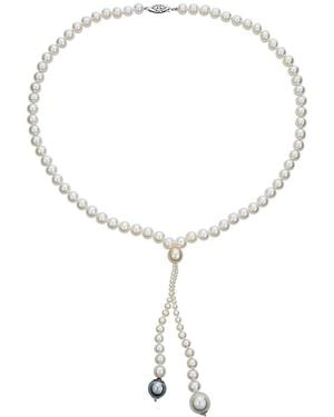 Belpearl 14k 9-12mm South Sea, Tahitian, & Freshwater Pearl Necklace - Natural
