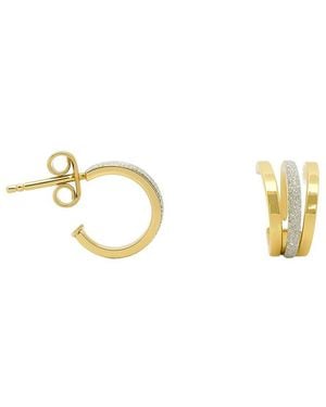 Maitre De Diamant 18K Triple Curve Stardust Hoop Earrings - Metallic