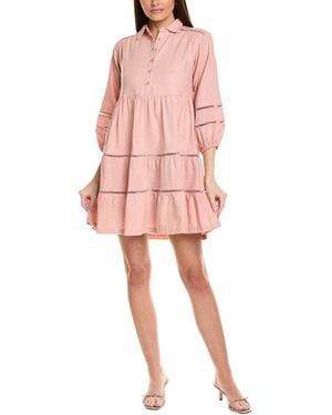 Taylor Tiered Linen-Blend Mini Dress - Pink