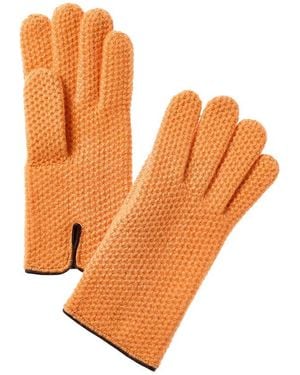 Portolano Stitched Cashmere Gloves - Orange