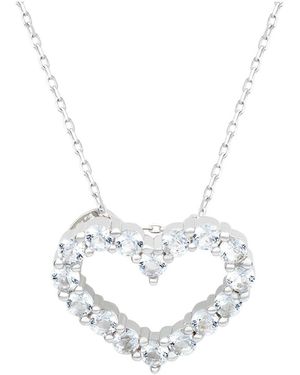 Suzy Levian Silver 0.02 Ct. Tw. Diamond & White Topaz Heart Pendant