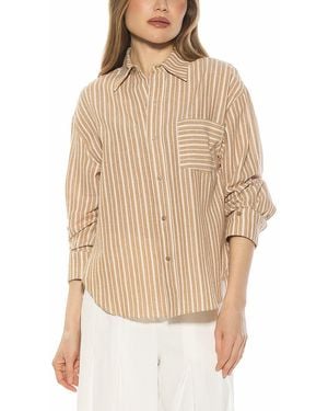 Alexia Admor Tammi Linen-Blend Shirt - Natural