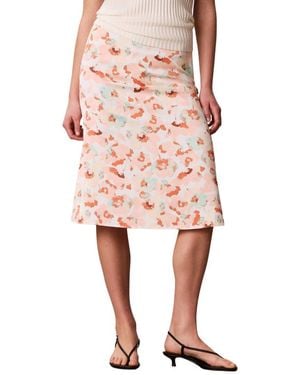 Calvin Klein Matte Satin Midi Skirt - Pink