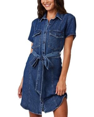 Bella Dahl Short Sleeve Seamed Shirt Dress - Blue
