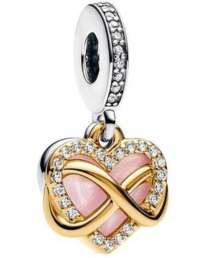 PANDORA Moments & 14K Plated Cz Sparkling Infinity Heart Dangle Charm - Metallic