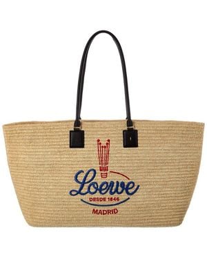 Loewe Verano Xl Raffia & Leather Tote - Natural