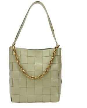 Tiffany & Fred Paris Smooth Woven Leather Shoulder Bag - Green
