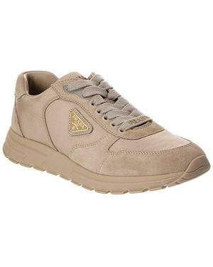 Prada Nylon & Suede Trainer - Natural