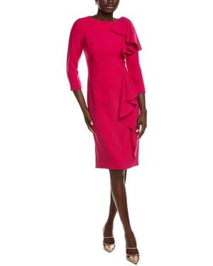Teri Jon Draped Bow & Ruffle Sheath Dress - Red