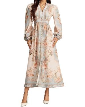 Linda Charm Midi Dress - Natural