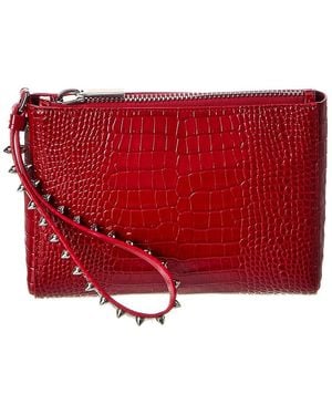 Christian Louboutin Cabata Mini Alligator-Embossed Leather Pouch - Red