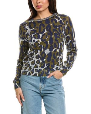 Brodie Cashmere Abstract Print Leopard Crewneck Wool & Cashmere-Blend Jumper - Grey