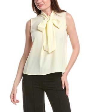 Brooks Brothers Crepe Tie Neck Top - Natural